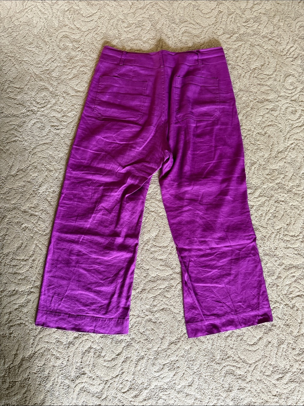 Maeve by Anthropologie Linen Cropped Colette Pants in fuchsia - Picture 6 of 8